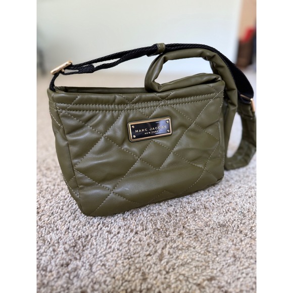 Marc Jacobs‎ Quilted faux Leather Crossbody Bag Designer Olive Green - Picture 1 of 9